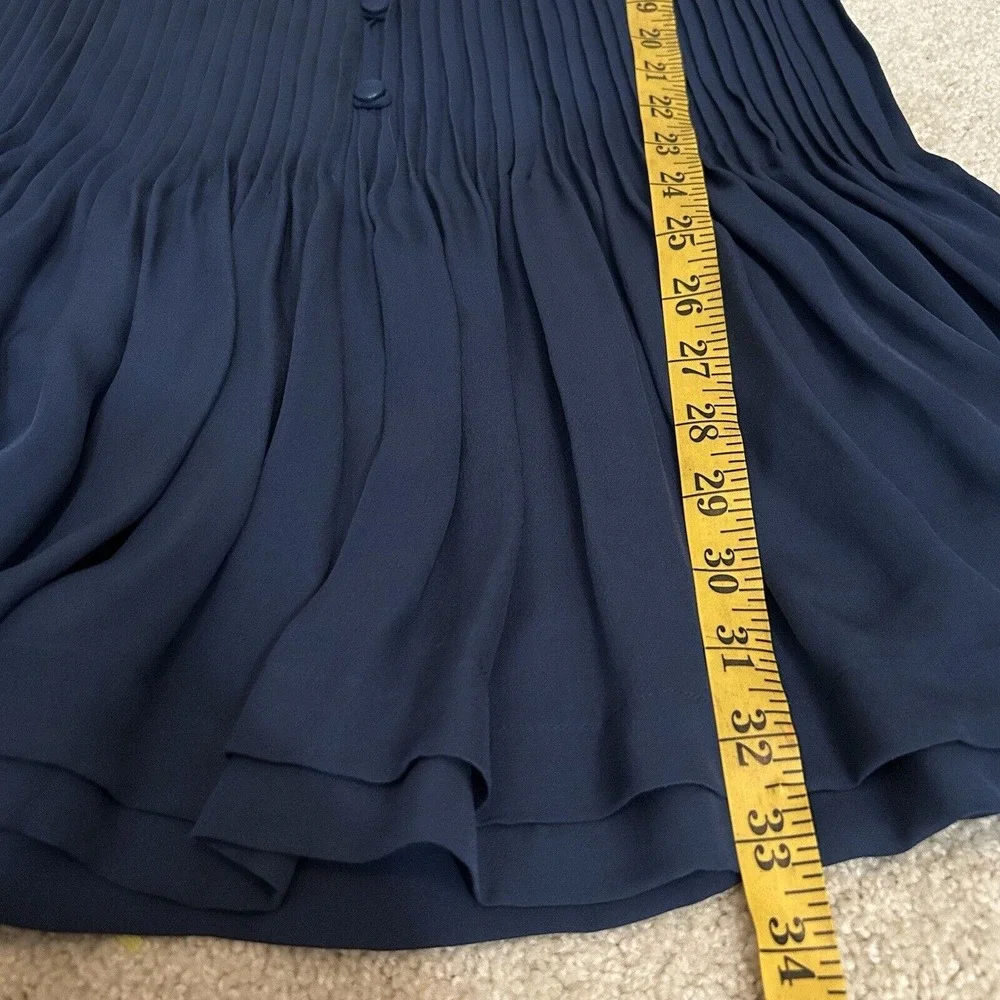 SACHIN & BABI Navy Blue Silk Pleated Long Sleeve Dress. Size 6 - Picture 4 of 9